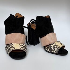 Coach Black and Cream Heels with Snakeskin Accent